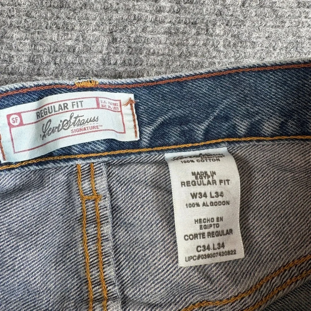 Levi Strauss Signature Mens Regular Fit Straight Leg Blue Jeans W34 L34